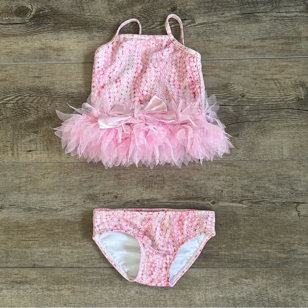 Kate Mack Pink Ruffle Swimsuit size 9M